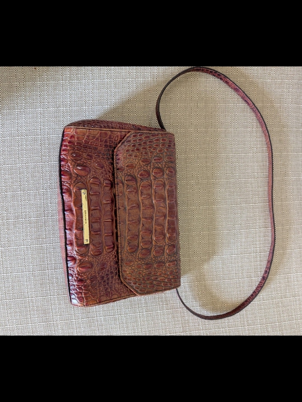Brahmin Crock Embossed Leather Crossbody Bag